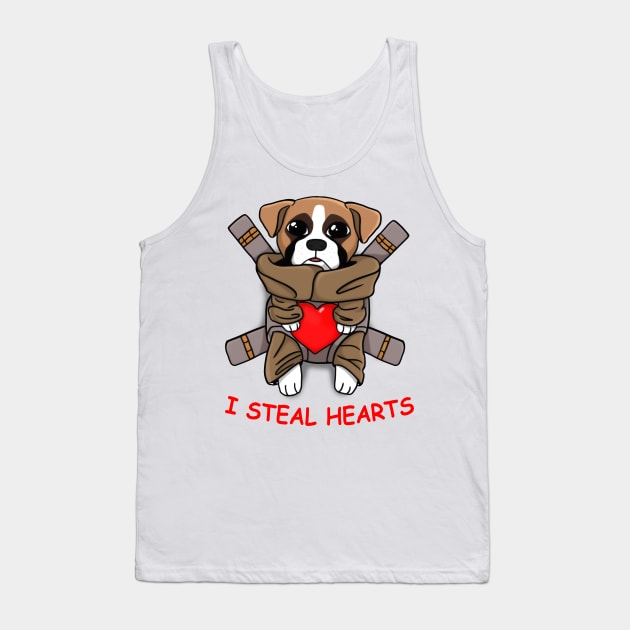 I Steal Hearts Valentines Day baby Boxer dog Lover gift T-Shirt Tank Top by nayakiiro